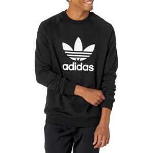 imageadidas Mens Trefoil Crew Neck Sweatshirt Casual  BlackBlackWhite
