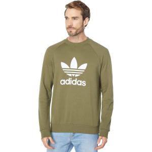 imageadidas Mens Trefoil Crew Neck Sweatshirt Casual  BlackFocus OliveWhite
