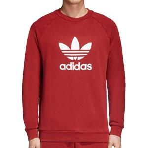 imageadidas Mens Trefoil Crew Neck Sweatshirt Casual  BlackRedWhite