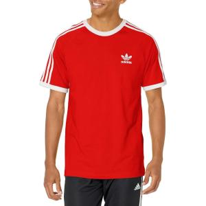 imageadidas Originals Mens Originals 3 Stripes Tee Clear Sky MediumRed