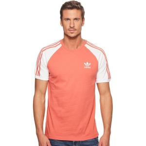 imageadidas Originals Mens Originals 3 Stripes Tee Clear Sky MediumTrace Scarlet