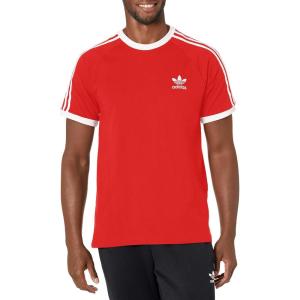 imageadidas Originals Mens Originals 3 Stripes Tee Clear Sky MediumVivid Red