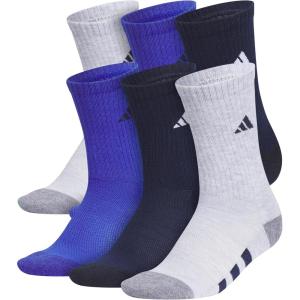 imageadidas Unisex Youth Athletic Cushioned 6Pack Crew Socks Kids for Sports Durable ampamp BreathableCool Light HeatherCollegiate NavySemi Lucid Blue