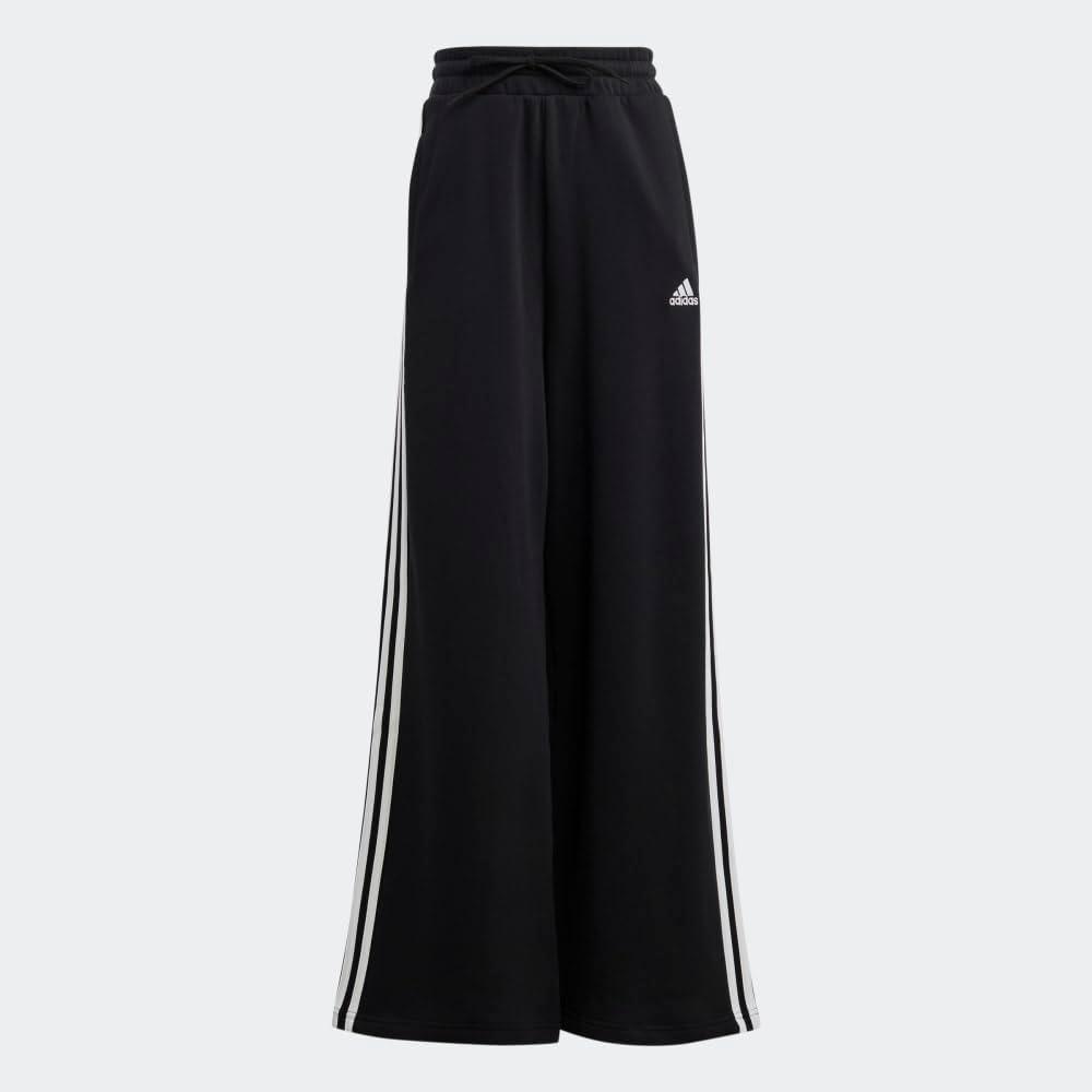 imageadidas Essentials 3Stripes Fleece Wide PantsBlack  White