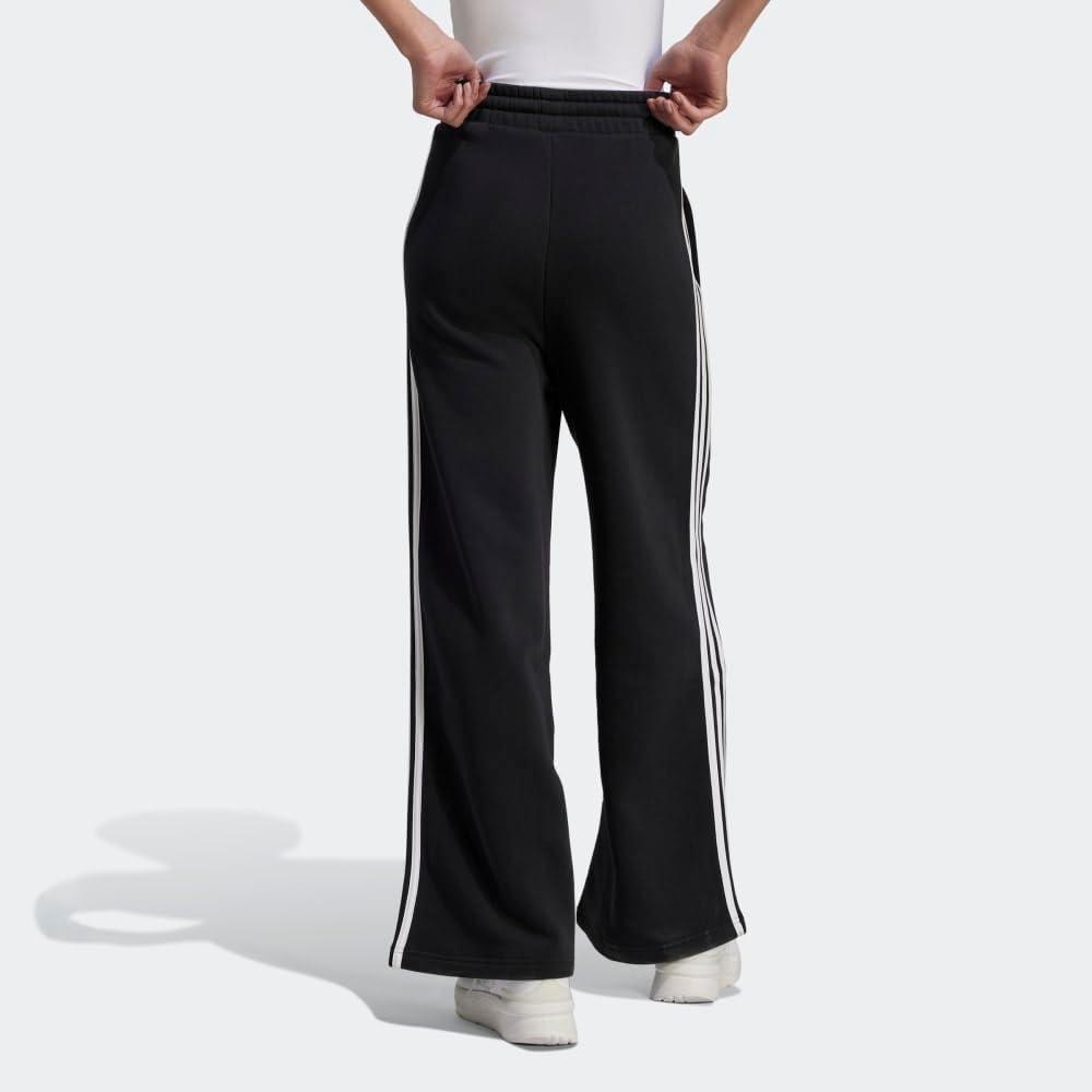 imageadidas Essentials 3Stripes Fleece Wide PantsBlack  White