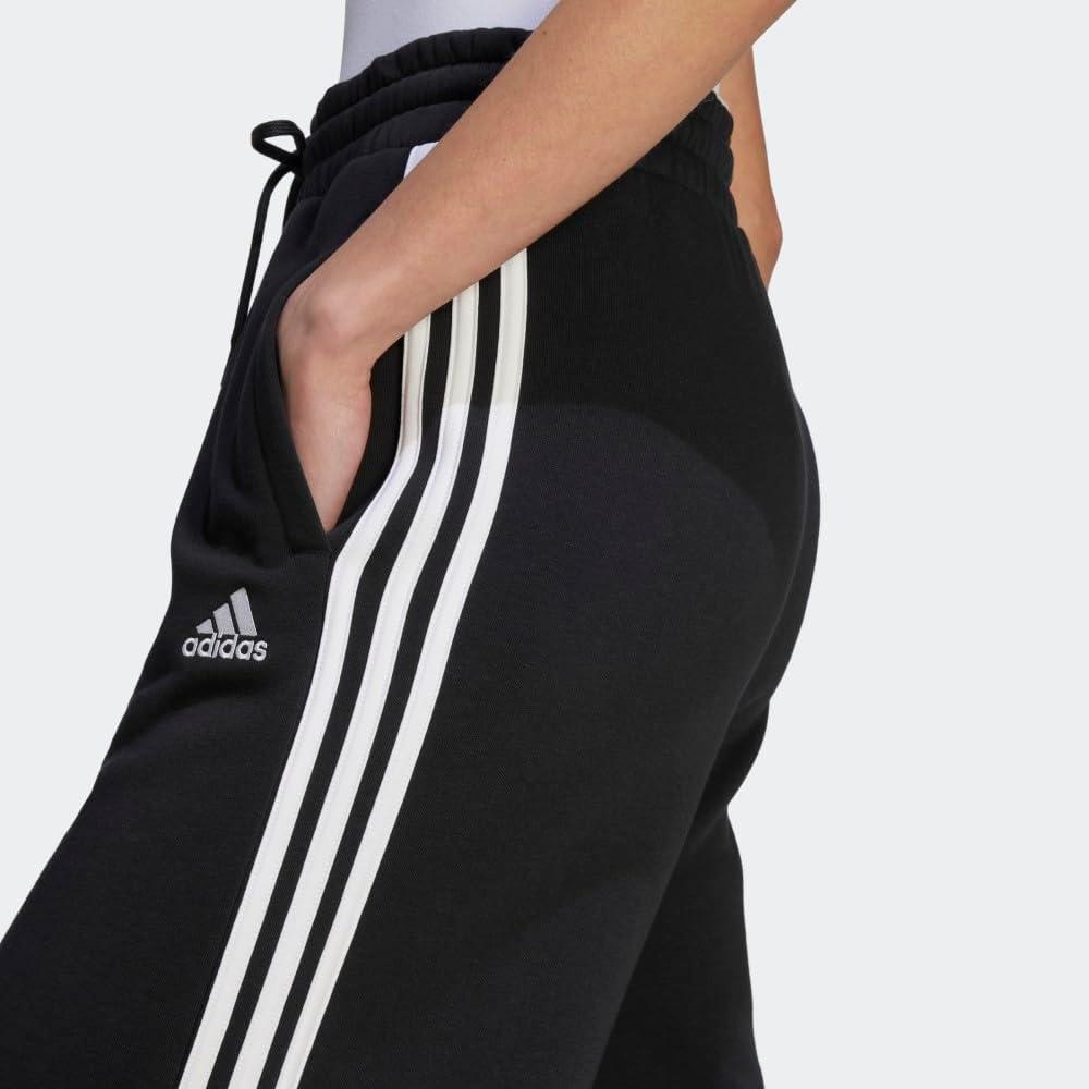 imageadidas Essentials 3Stripes Fleece Wide PantsBlack  White