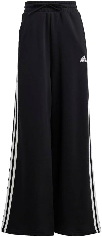 imageadidas Essentials 3Stripes Fleece Wide PantsBlack  White