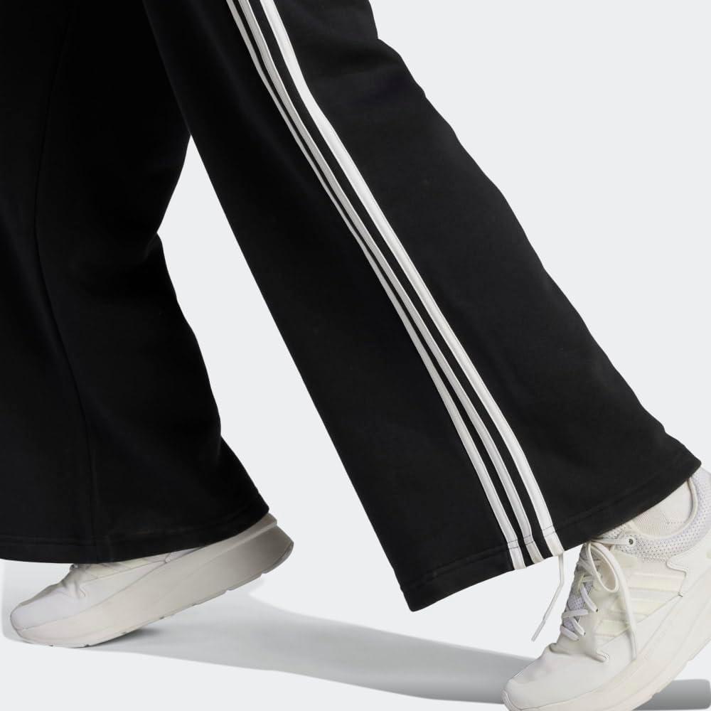 imageadidas Essentials 3Stripes Fleece Wide PantsBlack  White
