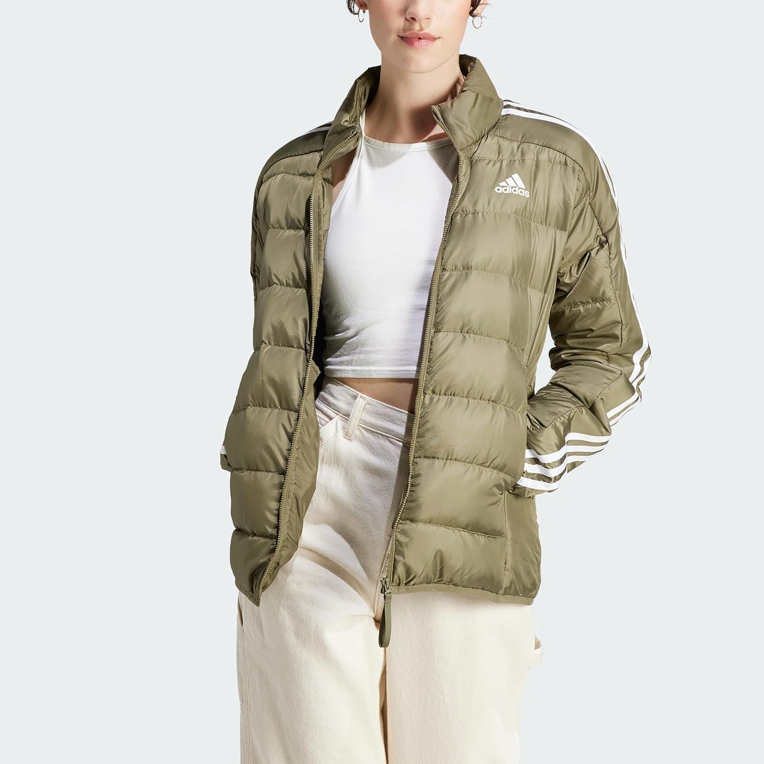 imageadidas Essentials 3Stripes Light Down JacketOlive Strata