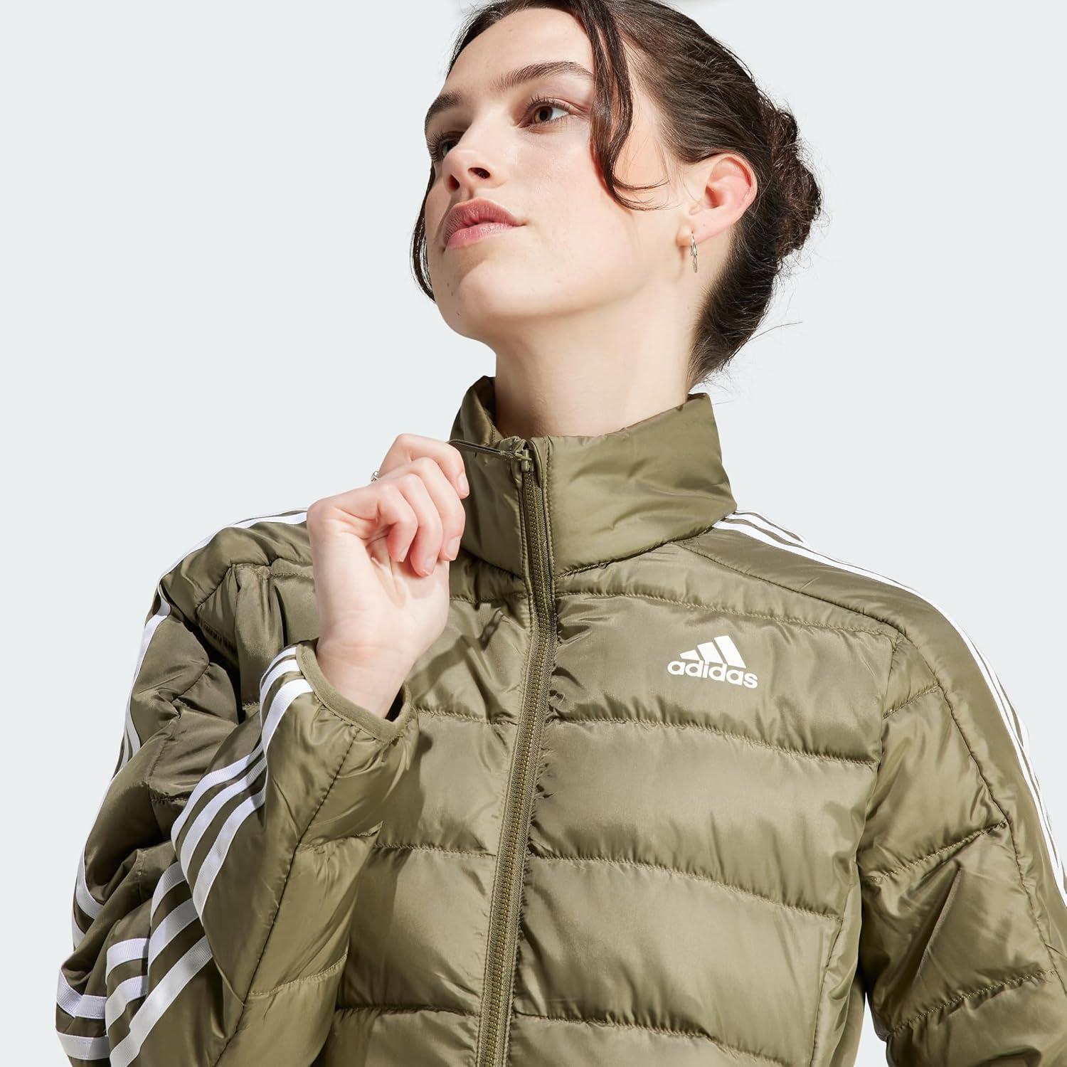 imageadidas Essentials 3Stripes Light Down JacketOlive Strata