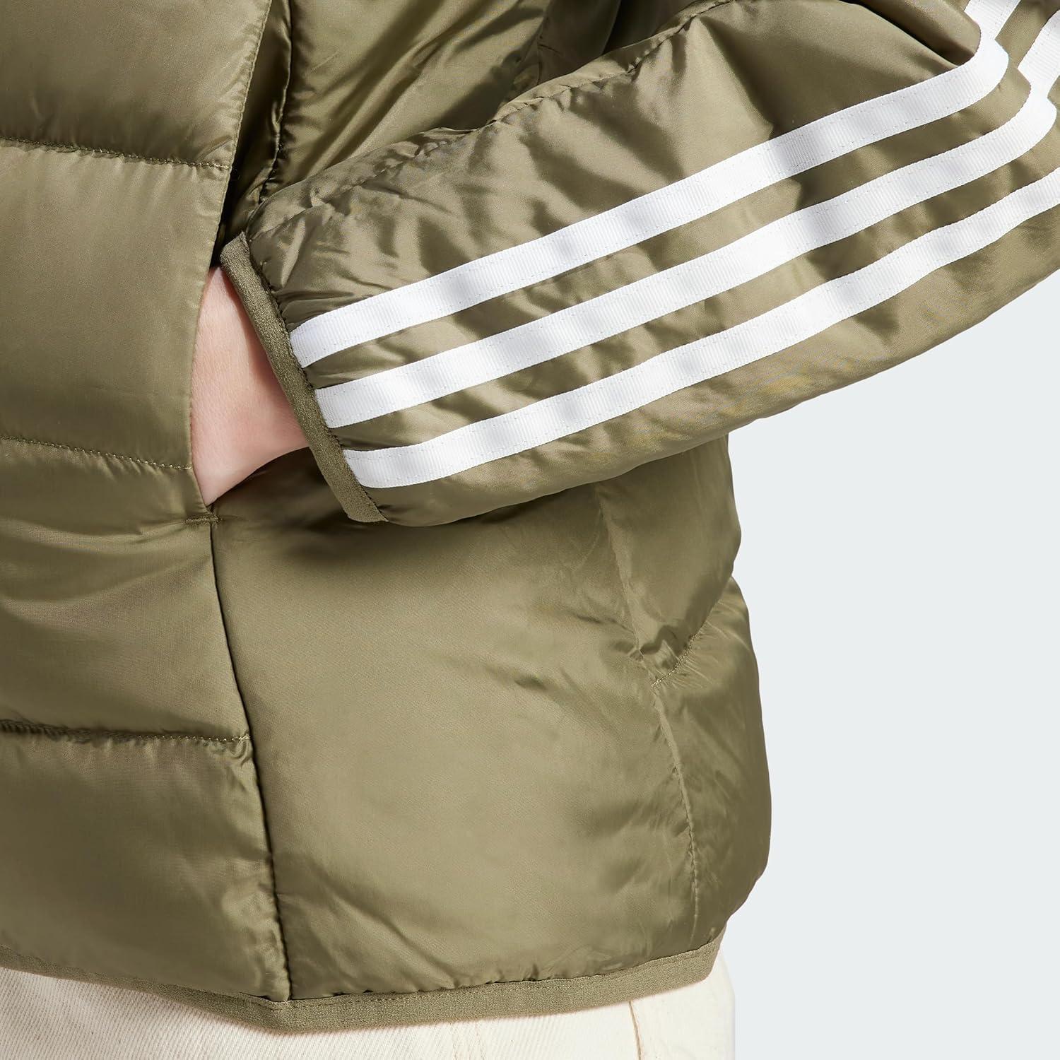 imageadidas Essentials 3Stripes Light Down JacketOlive Strata