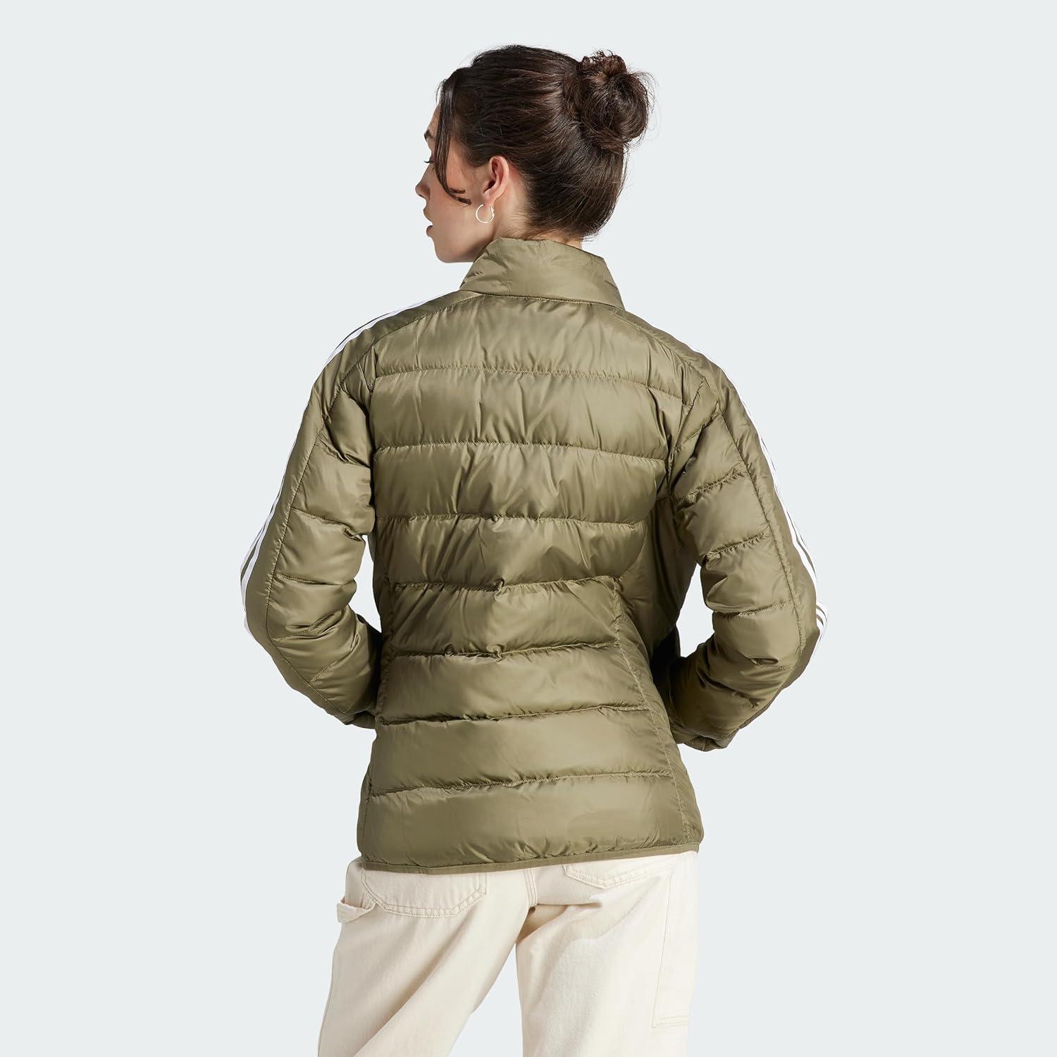 imageadidas Essentials 3Stripes Light Down JacketOlive Strata