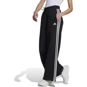imageadidas Essentials 3Stripes Fleece Wide PantsBlack  White