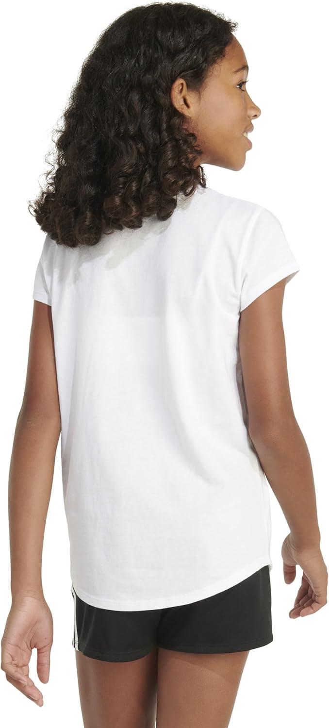 imageadidas Girls Short Sleeve Cotton Essential TShirt TopWhite Confetti