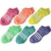 imageadidas Kids No Show Socks 6Pack  Superlite Breathable Youth Ankle SocksReal Pink Space Dye Hi  Res Orange Space Dye Shock Yellow Space Dye ShoGirls