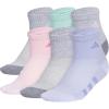 imageadidas Unisex Kids Quarter Ankle Socks for Boys and Girls Youth 6Pack Athletic Cushioned and ComfortableCool Light HeatherGreySemi Flash Aqua BlueGirls