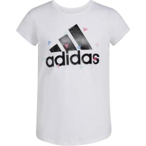 imageadidas Girls Short Sleeve Cotton Essential TShirt TopWhite Confetti