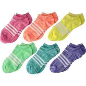 imageadidas Kids No Show Socks 6Pack  Superlite Breathable Youth Ankle SocksReal Pink Space Dye Hi  Res Orange Space Dye Shock Yellow Space Dye ShoGirls