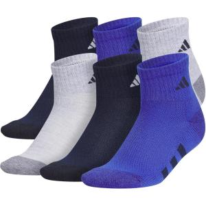 imageadidas Unisex Kids Quarter Ankle Socks for Boys and Girls Youth 6Pack Athletic Cushioned and ComfortableCool Light HeatherCollegiate NavySemi Lucid Blue