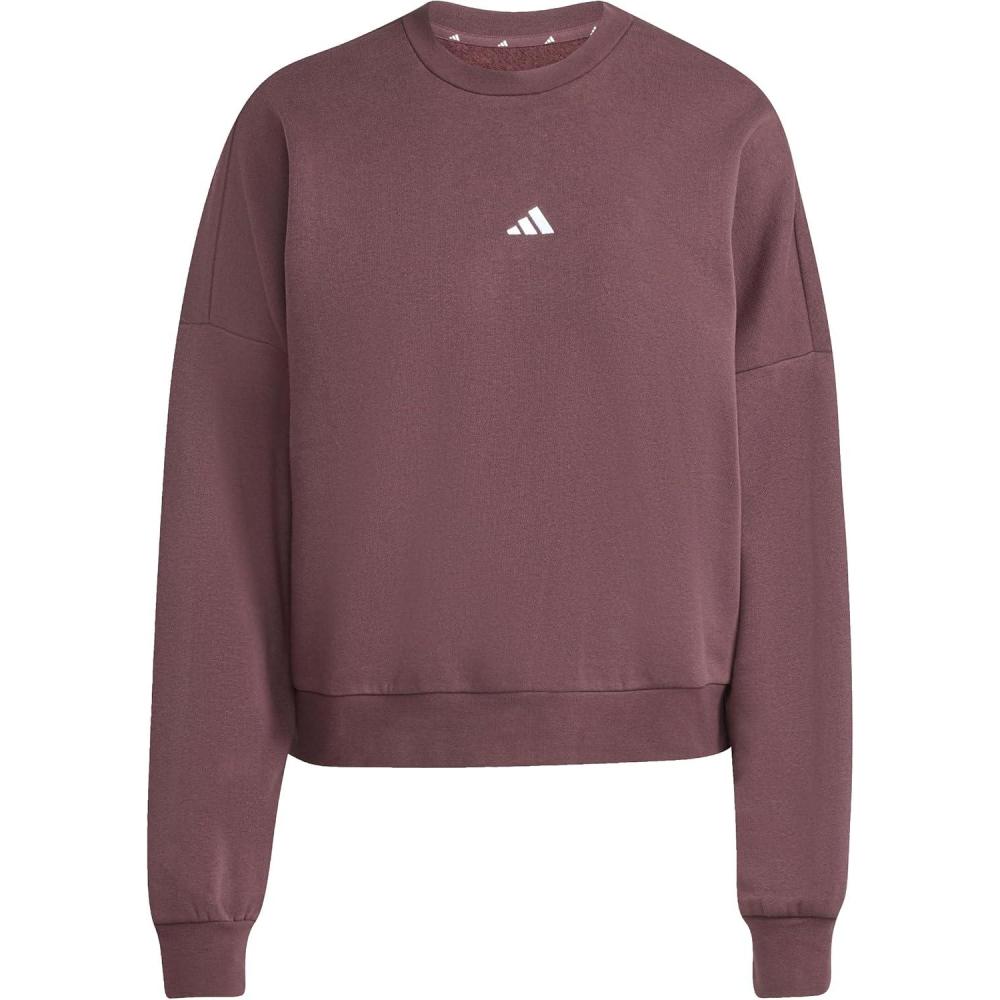 imageadidas Womens Essentials Small Logo Feel Cozy SweatshirtShadow BrownWhite