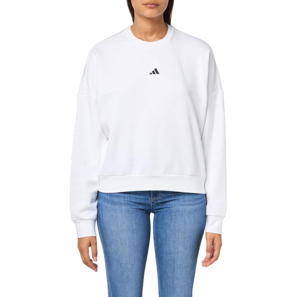 imageadidas Womens Essentials Small Logo Feel Cozy SweatshirtWhiteBlack