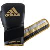 imageadidas AdiSpeed 501 Pro Kickboxing ampamp Boxing Gloves for Men ampamp Women  Leather Training Gloves for Heavy Bag Sparring ampamp FitnessMET BLACKSILVERGOLD