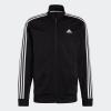 imageadidas Mens 3S FullZip Training Athletic Outerwear Casual Full Zip  WhiteBlackWhite