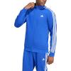 imageadidas Mens 3S FullZip Training Athletic Outerwear Casual Full Zip  WhiteSemi Lucid BlueWhite