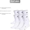 imageadidas Mens Athletic Cushioned 6Pack Crew Cushioned Crew Socks with Arch Compression for a Secure FitWhiteBlack