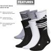 imageadidas Mens Athletic Cushioned 6Pack Crew Cushioned Crew Socks with Arch Compression for a Secure FitWhiteBlackHeather GreyGraphic