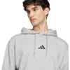 imageadidas Mens Essentials Feel Cozy Fleece HoodieMedium Grey HeatherBlack