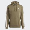 imageadidas Mens Essentials Fleece 3 Stripes Hoodie Training Athletic Outerwear Casual  GreyOrbit GreenWhite