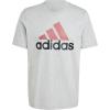 imageadidas Mens Essentials Single Jersey 3Stripes TShirtMedium Grey HeatherPreloved CrimsonBlack