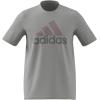 imageadidas Mens Essentials Single Jersey 3Stripes TShirtMedium Grey HeatherPreloved CrimsonBlack