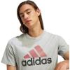 imageadidas Mens Essentials Single Jersey 3Stripes TShirtMedium Grey HeatherPreloved CrimsonBlack