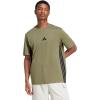 imageadidas Mens Essentials Single Jersey 3Stripes TShirtOlive StrataBlack