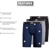 imageadidas Mens Performance 3Pack Long Boxer Brief Underwear Boxer Briefs  3Pack Long Mens Underwear PackBlackGreyCollegiate NavyPerformance