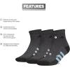 imageadidas Mens Socks Athletic Cushioned Quarter 3Pack Compression MoistureWicking Comfortable DurableBlackOnix GreySemi Blue Burst