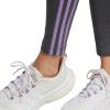 imageadidas Womens Essentials 3Stripes LeggingsDark Grey HeatherViolet Fusion