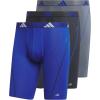 imageadidas Mens Performance Mesh Long Boxer Brief Underwear 3Pack for Active Sport and All Day ComfortTeam Royal BlueLegend Ink BlueOnix Grey