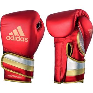imageadidas AdiSpeed 501 Pro Kickboxing ampamp Boxing Gloves for Men ampamp Women  Leather Training Gloves for Heavy Bag Sparring ampamp FitnessMET REDGOLDSILVER