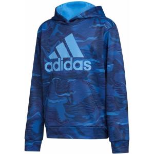imageadidas Boys Long Sleeve Fleece Pullover HoodieNavyBlue