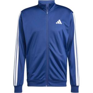 imageadidas Mens 3S FullZip Training Athletic Outerwear Casual Full Zip  WhiteDark Blue
