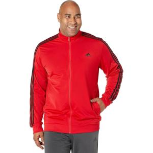 imageadidas Mens 3S FullZip Training Athletic Outerwear Casual Full Zip  WhiteScarletBlack