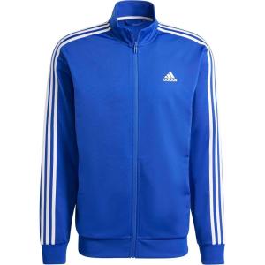 imageadidas Mens 3S FullZip Training Athletic Outerwear Casual Full Zip  WhiteSemi Lucid BlueWhite