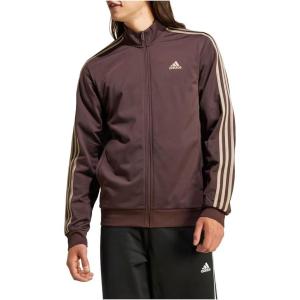 imageadidas Mens 3S FullZip Training Athletic Outerwear Casual Full Zip  WhiteShadow Brown