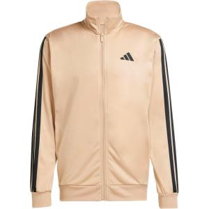 imageadidas Mens 3S FullZip Training Athletic Outerwear Casual Full Zip  WhiteWarm Sandstone