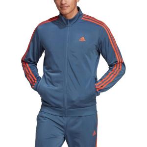 imageadidas Mens 3S FullZip Training Athletic Outerwear Casual Full Zip  WhiteWonder SteelSemi Impact Orange