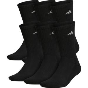 imageadidas Mens Athletic Cushioned 6Pack Crew Cushioned Crew Socks with Arch Compression for a Secure FitBlackAluminum 2