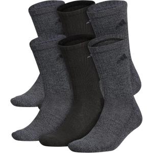 imageadidas Mens Athletic Cushioned 6Pack Crew Cushioned Crew Socks with Arch Compression for a Secure FitBlackOnix Grey